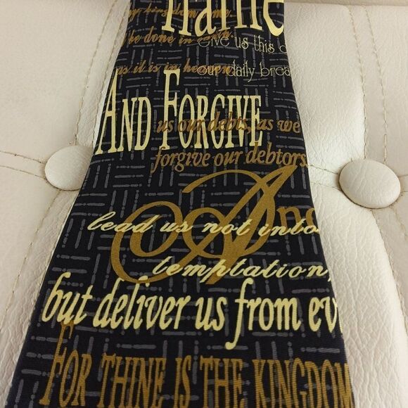 Eagle silk black Lord's Prayer printed tie - Picture 3 of 9